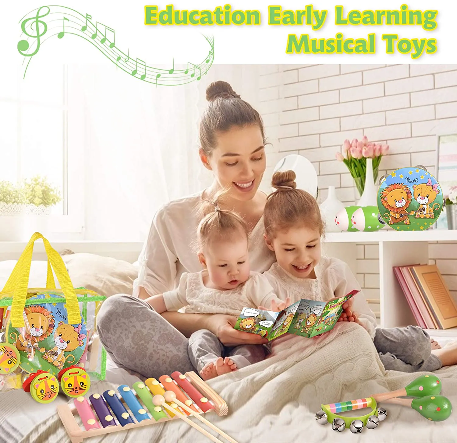 Rynx | oathx Baby Music Toys for Toddlers 1-3 Children Drum Percussion Instrument Set Accordion Maracas Shakers Rattle Learning & Educational Toys 6 12 18 7 8 9 10 Months Old