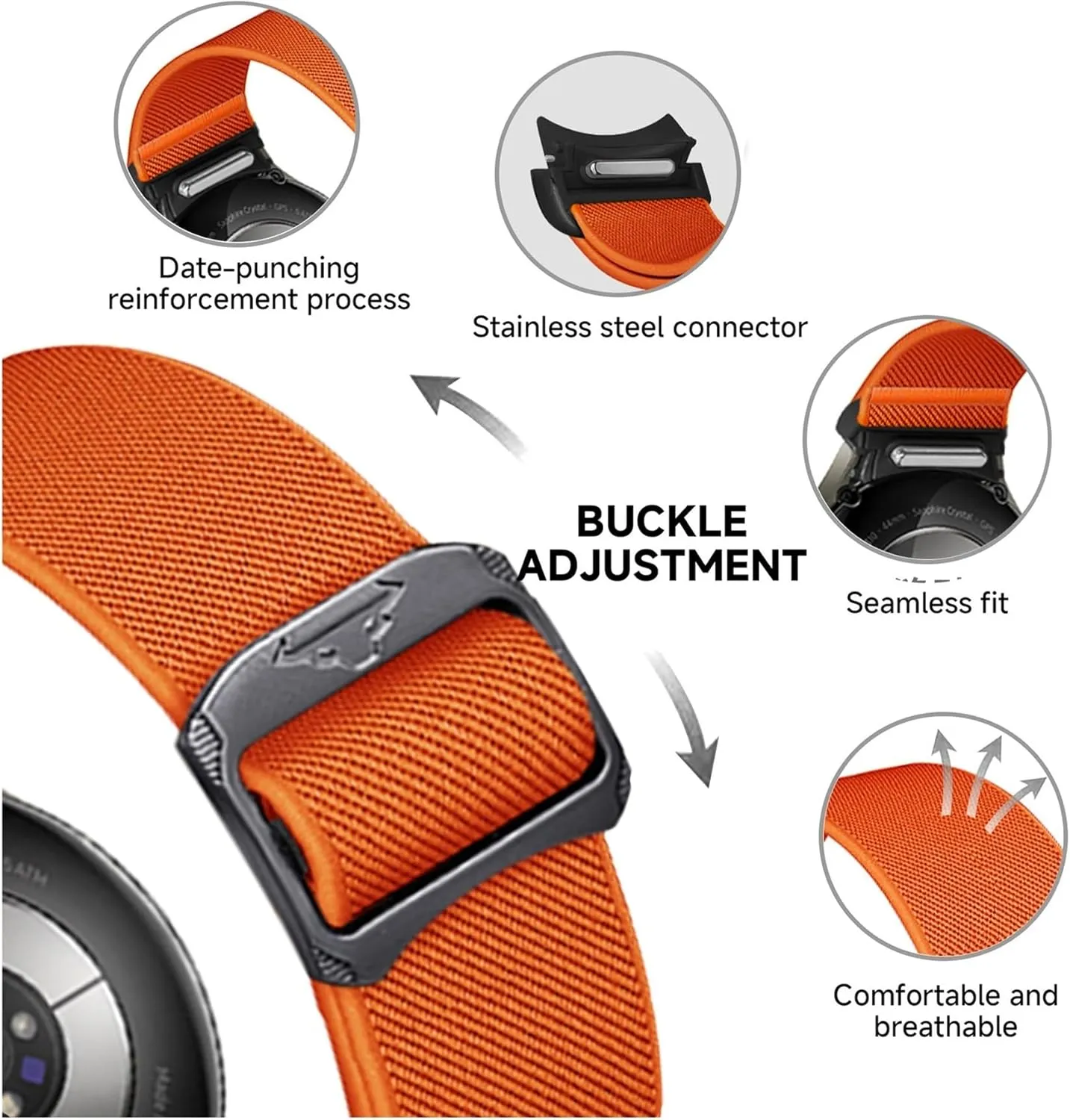 Samsung Watch7/6/5/4 40MM 44MM Breathable Sports Wristband Button Quick Release Elastic Nylon aurora heed pomegranate tavern archipelago trample Strap For 