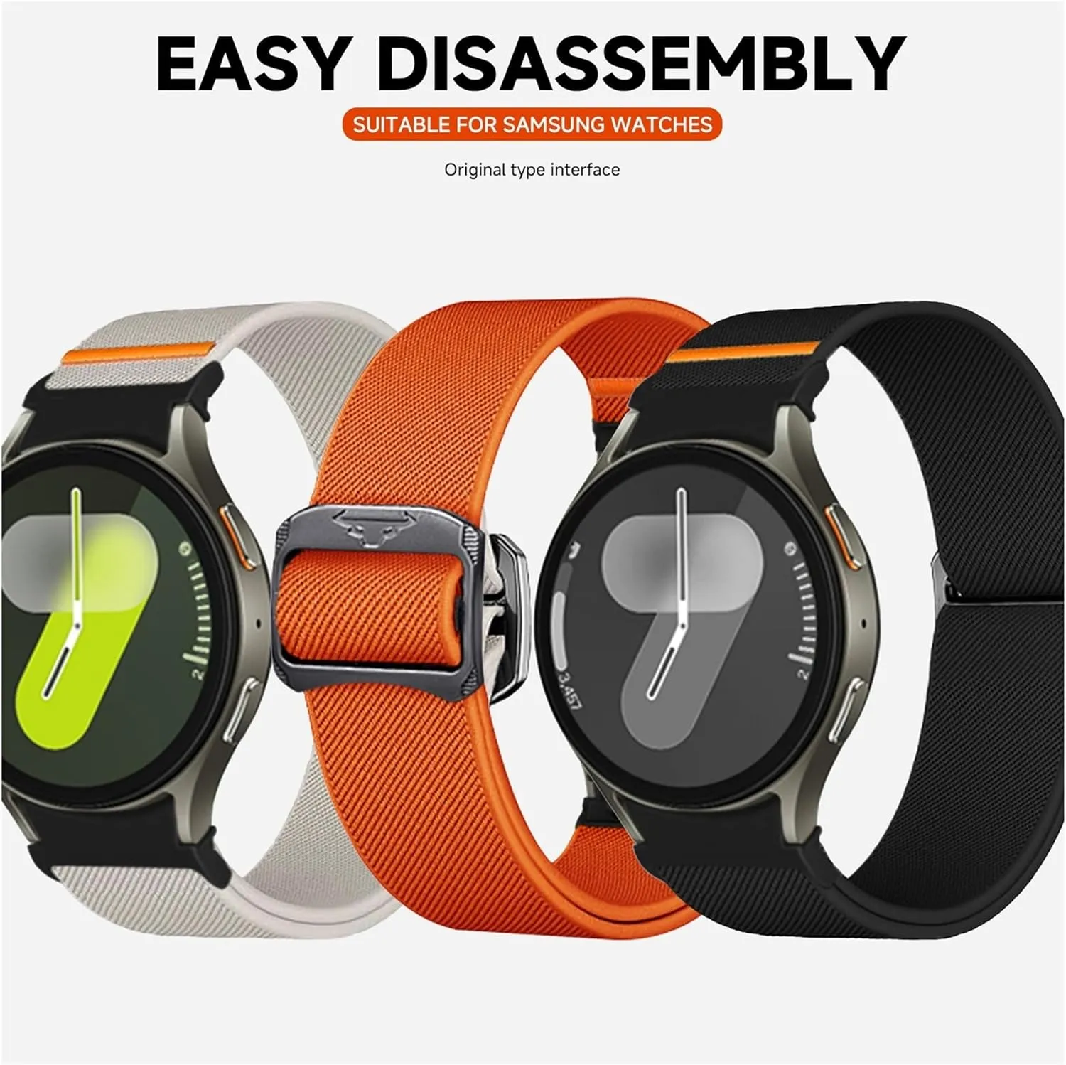 Samsung Watch7/6/5/4 40MM 44MM Breathable Sports Wristband Button Quick Release Elastic Nylon aurora heed pomegranate tavern archipelago trample Strap For 