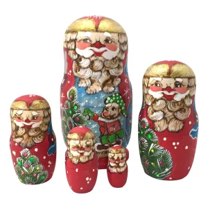 Santa with Christmas Tree Russian Nesting Dolls