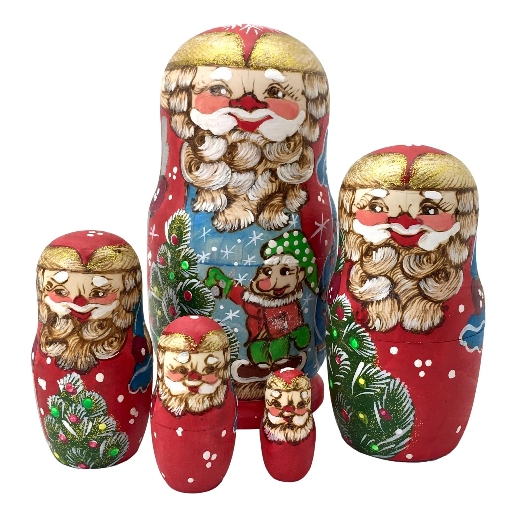 Santa with Christmas Tree Russian Nesting Dolls