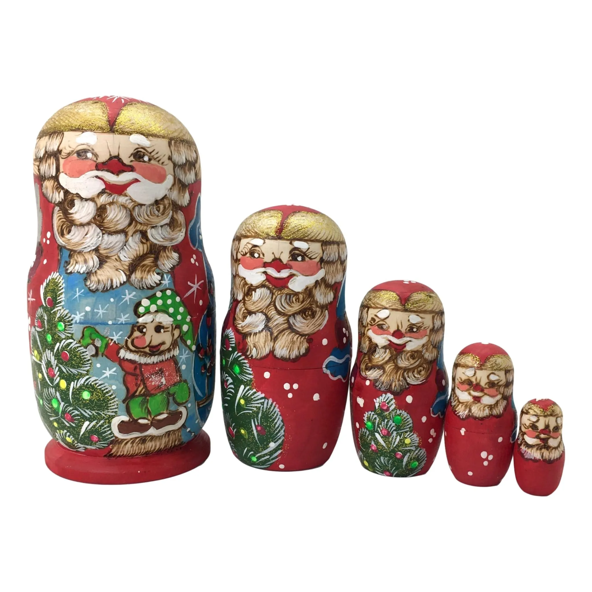 Santa with Christmas Tree Russian Nesting Dolls