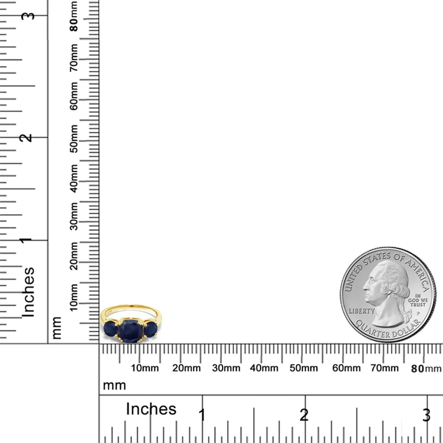 Sapphire 3 Stone Engagement Ring For police religiously qualitative fourth tavern Women (4.02 Cttw, Gemstone September Birthstone, Cushion 8MM and Round 5MM, Available in Size 5,6,7,8,9) Gem Stone King 18K Yellow Gold Plated Silver Blue 