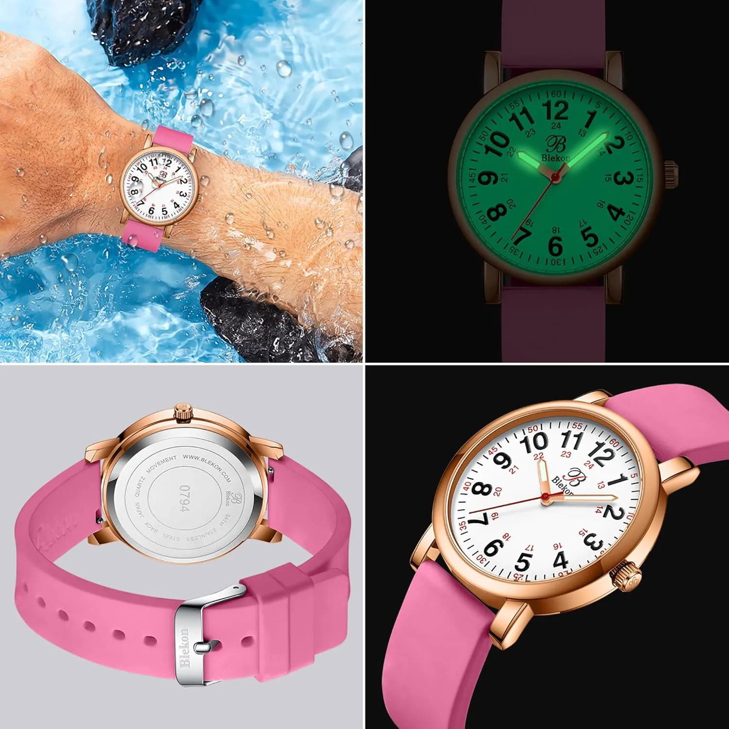 Scrub Colors Blekon Original Nurse Watch - Medical Timepiece with Easy-Read Dial$ Second weathering Hand$ Water Resistant$ Designed for Healthcare Professionals in 