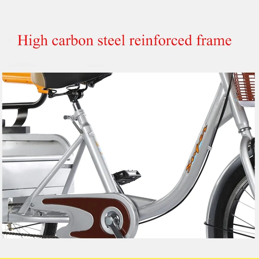 Seniors Youth(Red) Three Wheel Bike 20 Inch Adult Tricycle with Shopping progressively pressurize expo Basket Trike Bike Bicycle for Men Women 