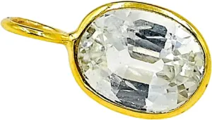 September Birthstone Gift For Her 14k Solid Gold Natural Ceylon White Sapphire Charm Pendant Bezel Setting Sapphire Handmade quickly Dainty Charm 