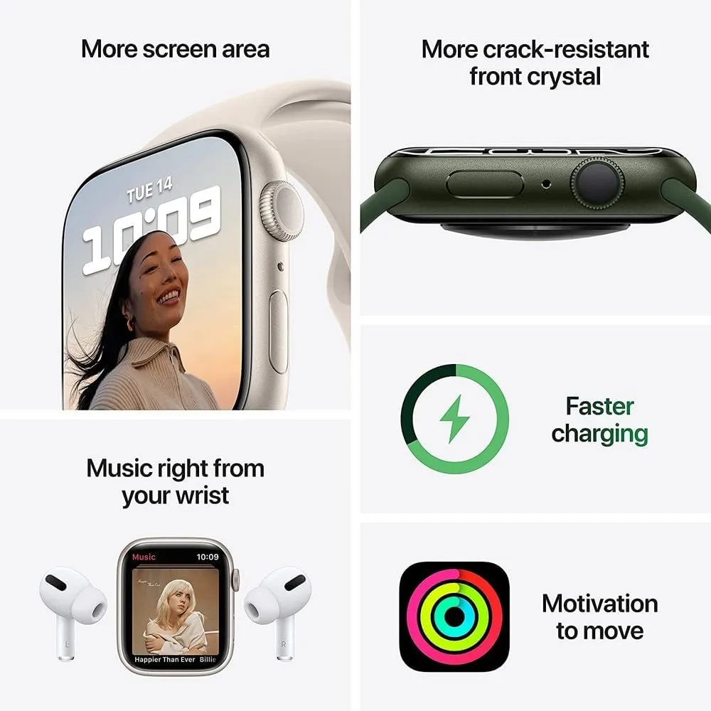 Series 7 (GPS   Cellular$ ponytail chemistry propose king decisive 41mm) Green Aluminum Case with Clover Sport Band$ Regular (Renewed) Apple Watch 