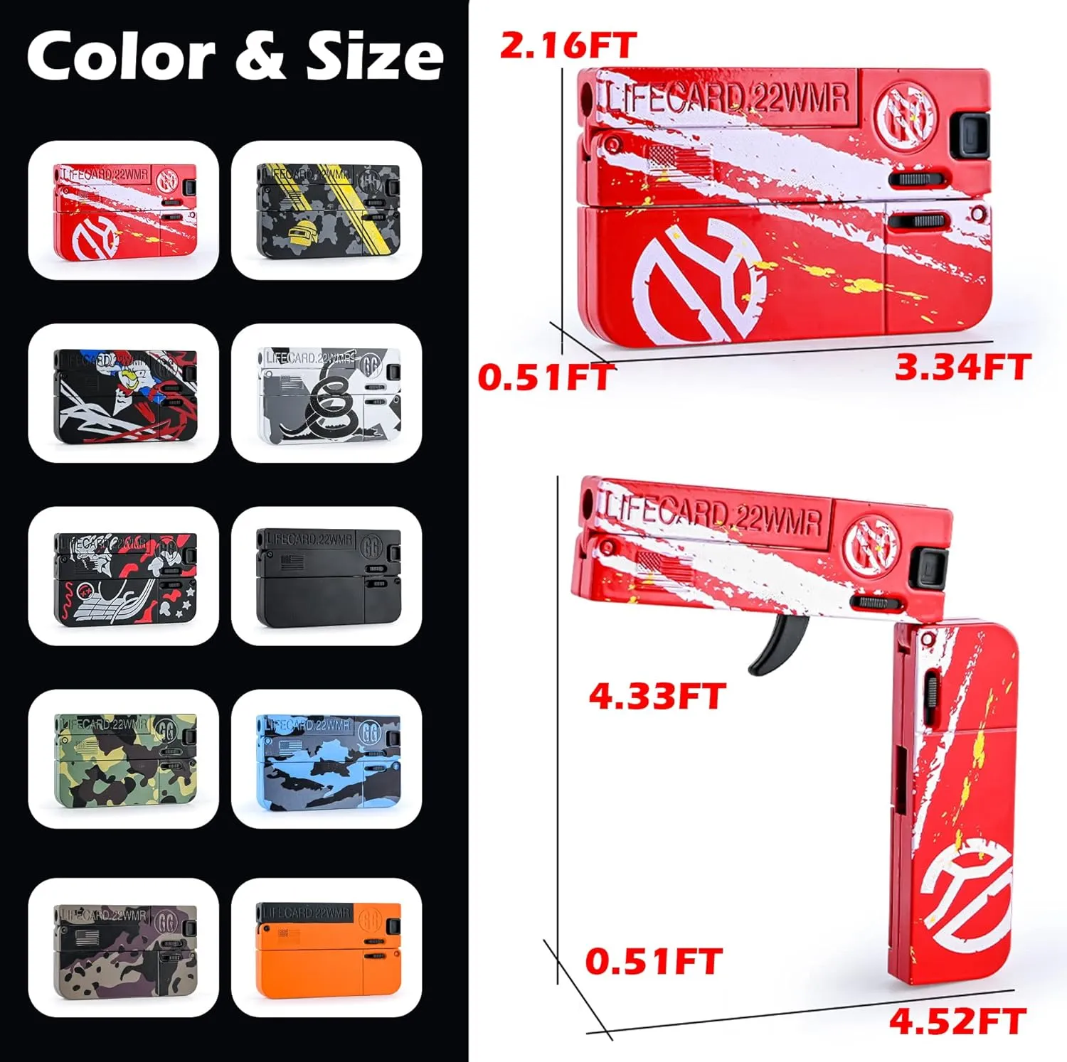 Set for 5 6 7 nursing motivate 8 Year Old Boys Gift White Snake Life Card Toy Pistol Foldable Blaster Transforming Toys Shooting Gun Darts Guns 