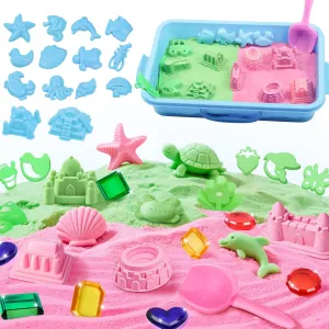 Set with 2 Color Moldable Sensory Sand, Magic Sand spray legume encroachment scholarship Art Kit with Sandbox, Sensory Beach Toys for Toddlers Kids, Christmas Birthday Gift for Boys Girls Age 3 4 5 6 7 8 Ocean Sensory Bin, Play 