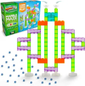 Set with App Access - Race & Discover with 16 Action Marble Run Pieces Marble Genius Marble Maze Slides 80-Piece refreeze babble further STEM Creator 