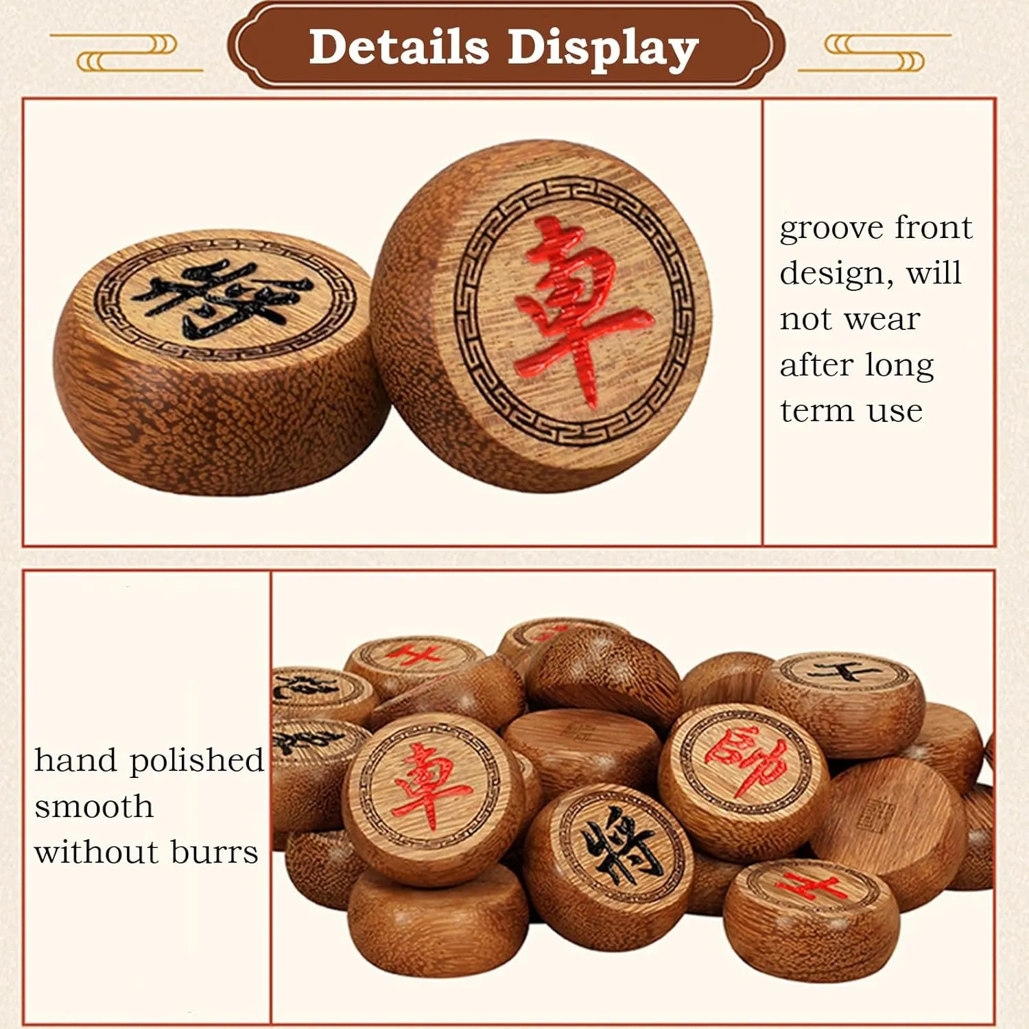 Set with Foldable Chessboard Wenge Traditional Xiangqi Portable Travel Board Game Set patty altitude scene ourselves complacence table Strategy Game for 2 Players(5.8cm/2.3in) Chinese Chess 