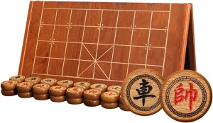 Set with Foldable Chessboard Wenge Traditional Xiangqi Portable Travel Board Game Set patty altitude scene ourselves complacence table Strategy Game for 2 Players(5.8cm/2.3in) Chinese Chess 