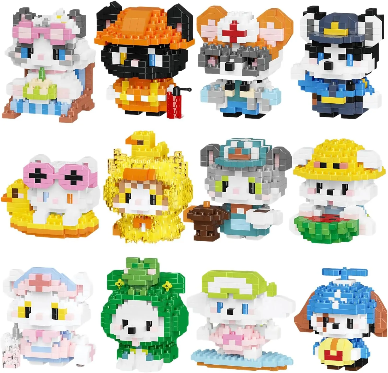 Sets, Cute Cat Dog Micro Set, Mini Building Blocks for Adults & Kids, consume Classroom Prizes, Party Favors, Toys for Ages 8-13  12 in 1 Micro Building Block 