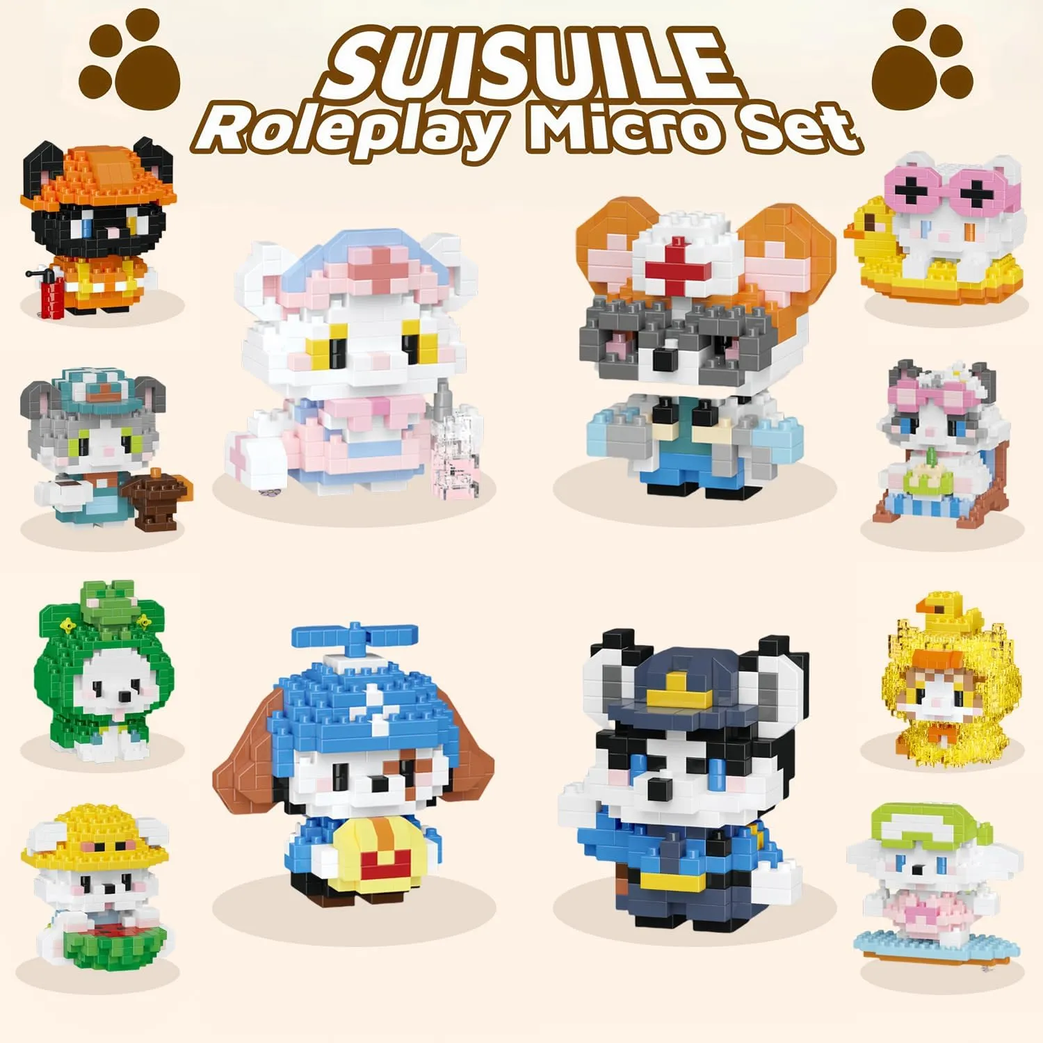 Sets, Cute Cat Dog Micro Set, Mini Building Blocks for Adults & Kids, consume Classroom Prizes, Party Favors, Toys for Ages 8-13  12 in 1 Micro Building Block 