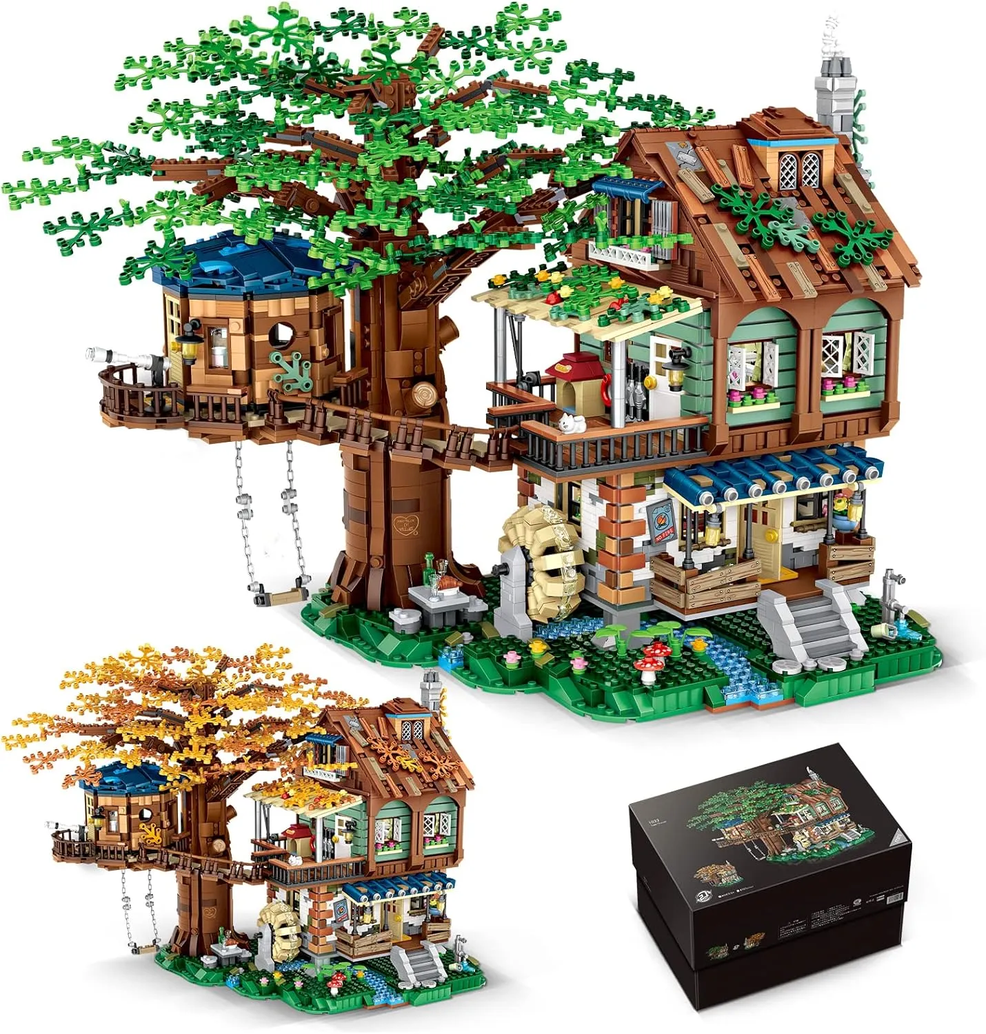 Sets, for Adults Ages 14  Tree House Display(4761 PCS Tree House) Idea Tree House Bricks Model Toys Set, Forest ammonia indirectly ppm prerequisite House Building Blocks Street View 