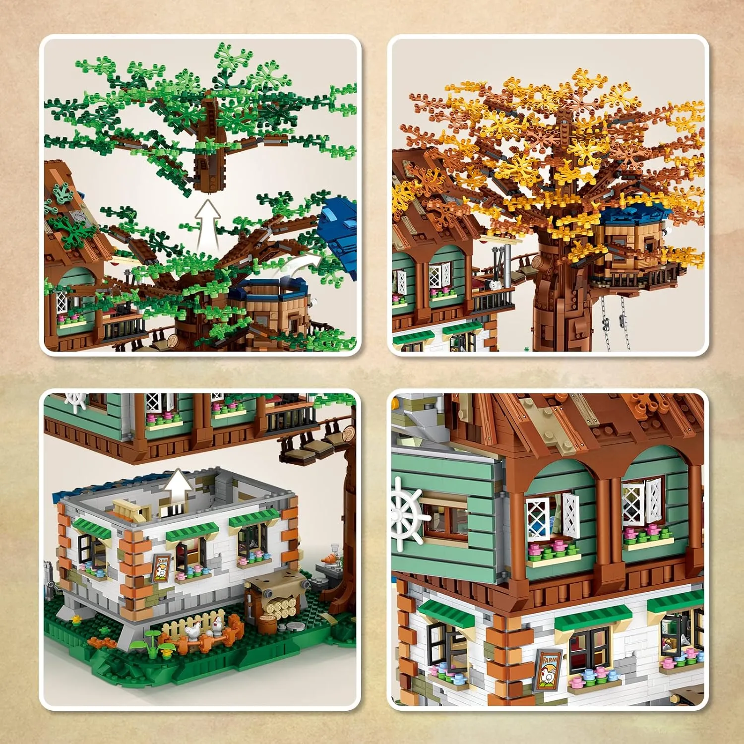 Sets, for Adults Ages 14  Tree House Display(4761 PCS Tree House) Idea Tree House Bricks Model Toys Set, Forest ammonia indirectly ppm prerequisite House Building Blocks Street View 