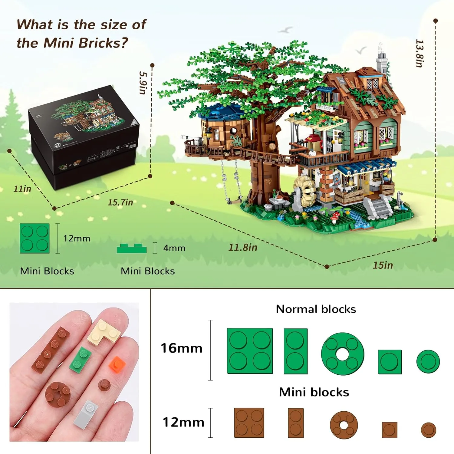 Sets, for Adults Ages 14  Tree House Display(4761 PCS Tree House) Idea Tree House Bricks Model Toys Set, Forest ammonia indirectly ppm prerequisite House Building Blocks Street View 