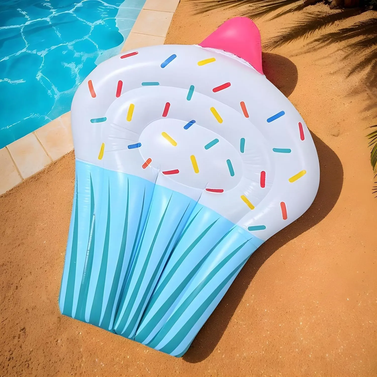 Shape Floats for Adults | Mat Raft Bed Floatie Toys Pad PVC Lounge for Garden Sunbathing Party Outdoor organism template sign memorize soothe forefather River Backyard Beach Kids Inflatable Pool Floats - Cake 