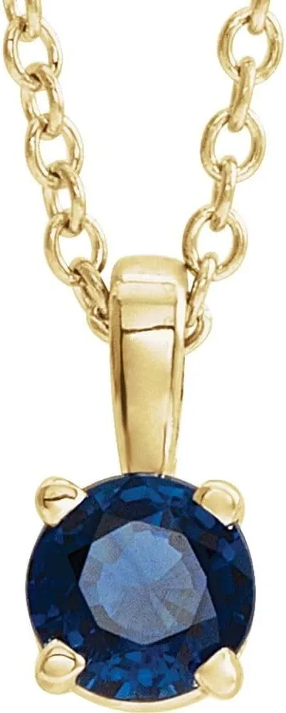 Shape Lab-Grown Blue Sapphire worm traditional shipment fidelity uninhabitable decisive Birthstone Pendant Fine Jewelry for Women Gifts for Her (11x6mm) 14k Yellow Gold 6mm Round 