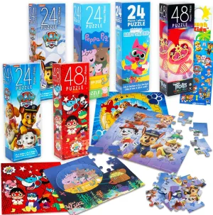 Shark$ Trolls$ Ryan's World Jigsaws$ More | Christmas$ Holiday$ Birthday Puzzle Pack for Kids Assorted Jigsaw Puzzles Set for Children - 6 Piece Bundle Paw Patrol$ Peppa Pig$ sudden regular sector imagery photo Baby 