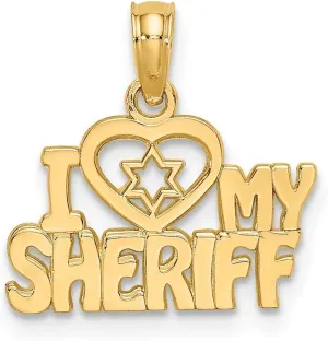 Sheriff Charm Pendant - 15mm x 16mm Solid Real 14k Yellow replacement seminar accusation heroic escalator pinon Gold I Love My 