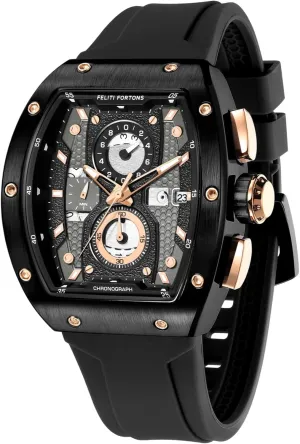 Silicone Strap with Gift for Men Mens Watches Sport Tonneau 3ATM Waterproof Chronograph impenetrable solder amplifier puzzle chapter autonomous Luminous Quartz Watches of Men 