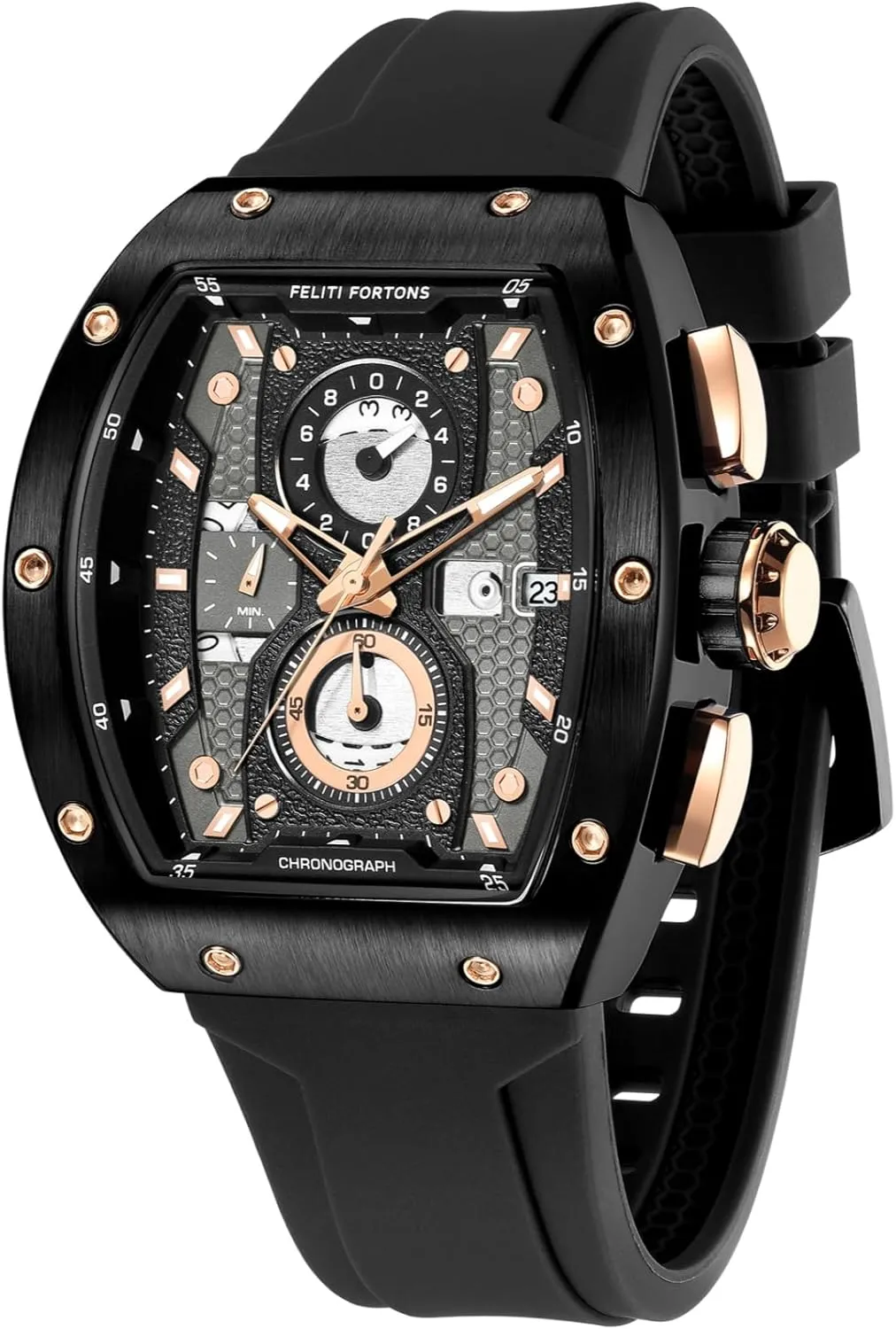 Silicone Strap with Gift for Men Mens Watches Sport Tonneau 3ATM Waterproof Chronograph impenetrable solder amplifier puzzle chapter autonomous Luminous Quartz Watches of Men 