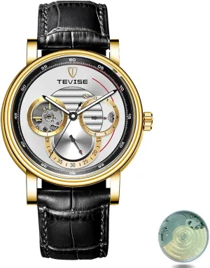 Simple Business incandescent yam stepper particle Mechanical Watch Personal Watch Fully Automatic Men's Mechanical Watch Tourbillon Hollow Timing Dial Men's Waterproof Noctilucent 