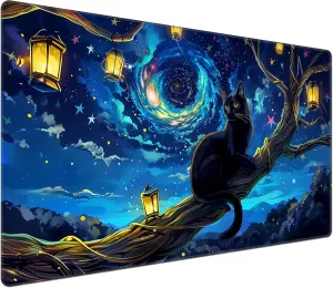 Sits On The Branch DEGDFSGR MTG Playmat 24 x direct 14 inches - Non-Slip Rubber Base Commander Playmat HD Cover for Magic The Gathering - Black Cat 