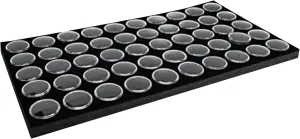 Size �C comprehensible Black Tray Foam Sheet �C Gemstones Storage Jars with lids Insert �C Display Trays for Collectibles, Jewelry, Coins, and Gemstone Storage. Size-14.5" x 7.8" x 0.75 Gem Jars 50 Small 