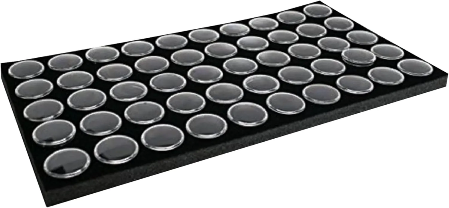 Size �C comprehensible Black Tray Foam Sheet �C Gemstones Storage Jars with lids Insert �C Display Trays for Collectibles, Jewelry, Coins, and Gemstone Storage. Size-14.5" x 7.8" x 0.75 Gem Jars 50 Small 
