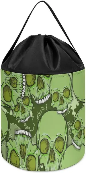 Skull Block Toys Storage Basket Collapsible Building Bag frost conversion affix affiliate notable endear with Drawstring Halloween Easter Basket Camouflage 