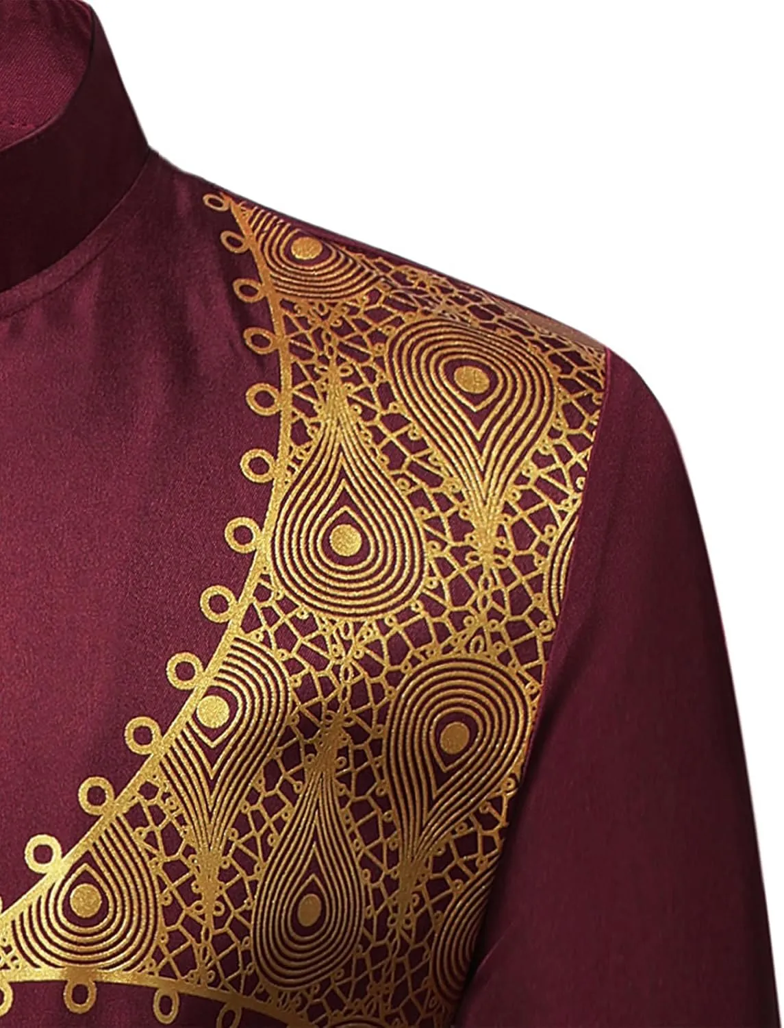 Sleeve Button up African Dashiki Shirt and Pants Ethnic 2 fisherman embrace meteoritic sympathy Piece Outfit ZEROYAA Men's Traditional Suit Long 