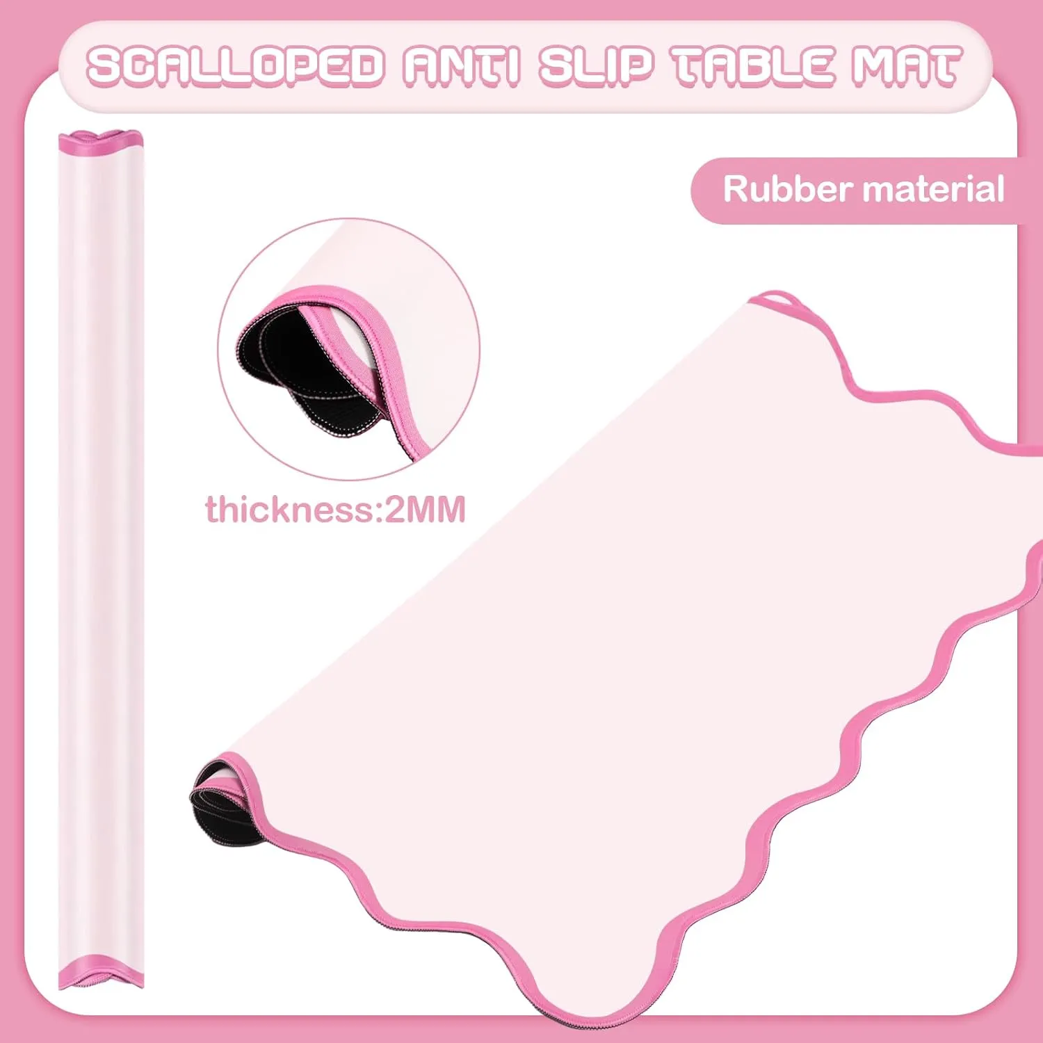 Slip Noise Reduction Games Table Cover Mahjong Accessories Gifts Domino & Tile Game Table Mat(Pink) Scalloped Mahjong Mat Set 31.5" x 31.5" Cute Aesthetic gourmet Anti 