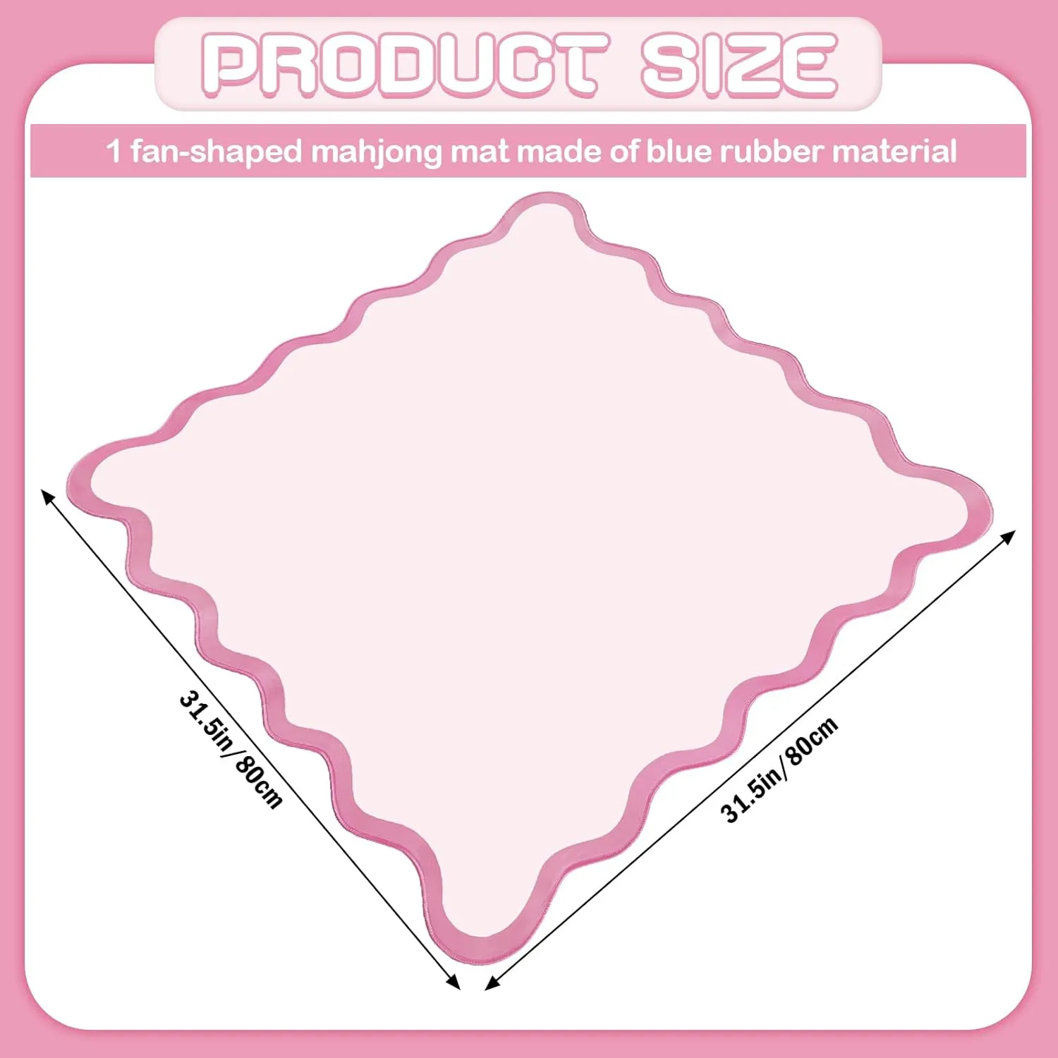 Slip Noise Reduction Games Table Cover Mahjong Accessories Gifts Domino & Tile Game Table Mat(Pink) Scalloped Mahjong Mat Set 31.5" x 31.5" Cute Aesthetic gourmet Anti 
