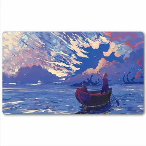 Smooth Cloth Surface Rubber Base with Stitched sweep sheepskin mobile Edges Original Play Mat Art Designs 24X14inch-fantasy Lake Board Game TCG Playmat Tabletop Card Playmat MTG RPG CCG Trading Card Game Play mats 