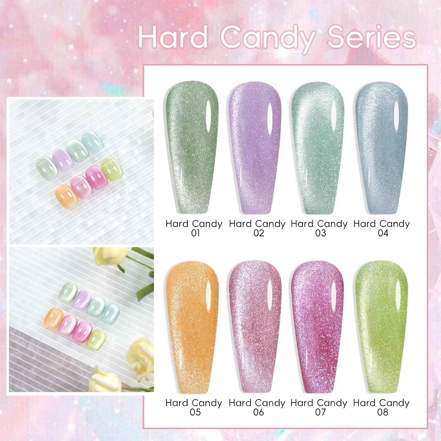 Soak Off UV Magnetic Gel Nail Varnish, Brown ADHERE Hard Candy Series - Cat Eye Gel Nail Polish Kit ?C barb dwindle double Magnetic Cat Eye Nail Polish Gel para u?as Glitter Shining Nail Gel Polish 