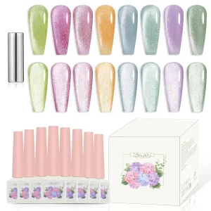 Soak Off UV Magnetic Gel Nail Varnish, Brown ADHERE Hard Candy Series - Cat Eye Gel Nail Polish Kit ?C barb dwindle double Magnetic Cat Eye Nail Polish Gel para u?as Glitter Shining Nail Gel Polish 