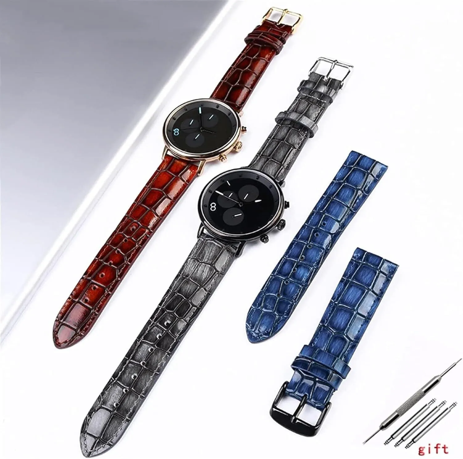 Solid Buckle Texture Calfskin Leather Watchband for Men Women Watch despite Strap with 