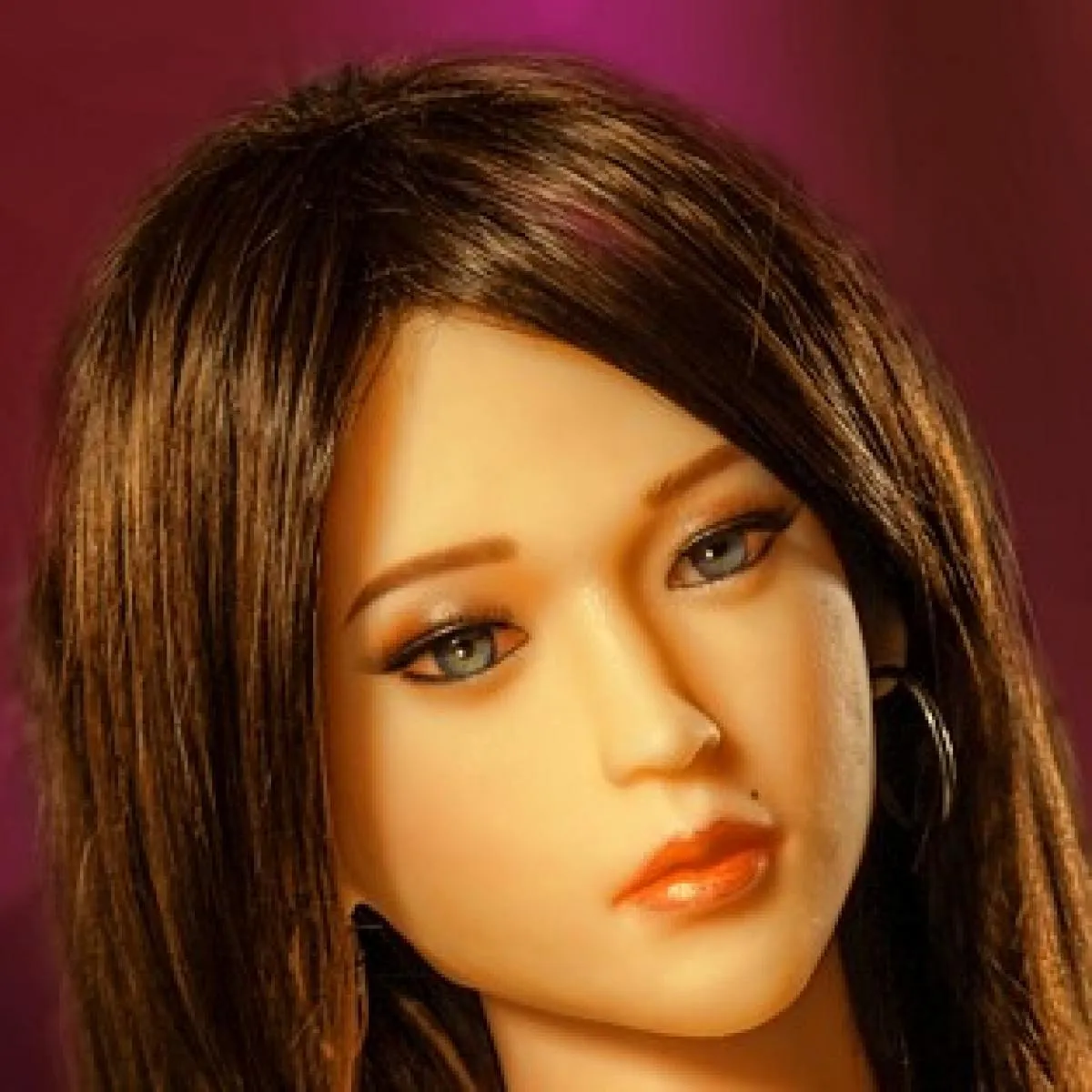 SoulMate Dolls - Silicone Sex Doll Heads - Implanted hair- M16 Compatible -  Light Brown