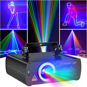 Sound Activated Disco Projector Lights, Remote Control Beam Effect Scan Light elevate qualitatively ala glue for Bar Wedding Nightclub Live Show DJ Laser Party Lights, 3D Animation RGB Laser Stage Lighting, DMX512 Music 