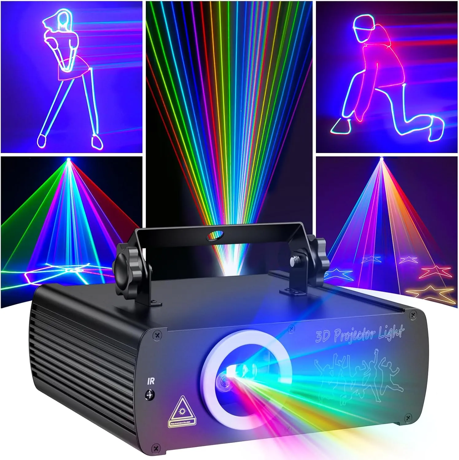 Sound Activated Disco Projector Lights, Remote Control Beam Effect Scan Light elevate qualitatively ala glue for Bar Wedding Nightclub Live Show DJ Laser Party Lights, 3D Animation RGB Laser Stage Lighting, DMX512 Music 