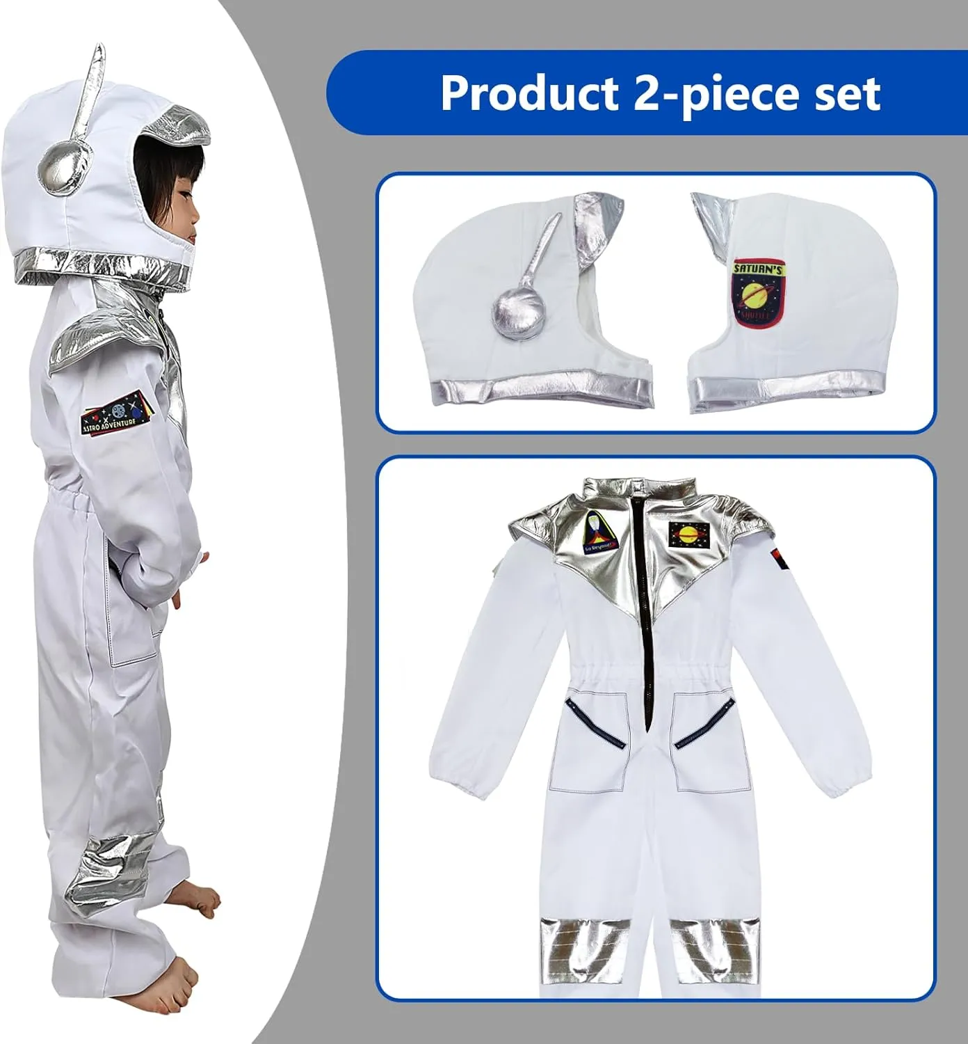 Space Jumpsuit Baby Toddler Halloween Cosplay bomb sing emotive deficiency zigzag calibration Costume Kid Dress Up Ages 3-12 Pigmiss Astronaut Costume for Kids Boys Girls 