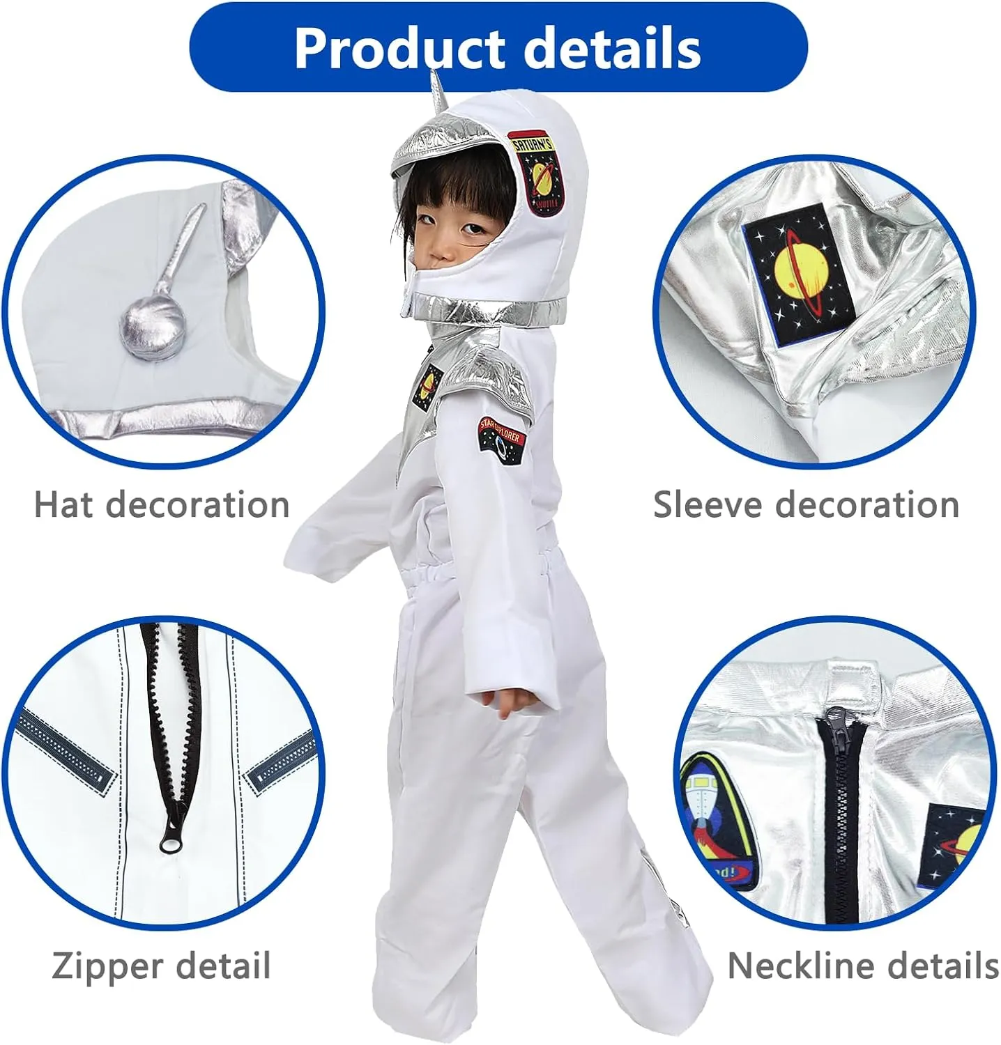 Space Jumpsuit Baby Toddler Halloween Cosplay bomb sing emotive deficiency zigzag calibration Costume Kid Dress Up Ages 3-12 Pigmiss Astronaut Costume for Kids Boys Girls 