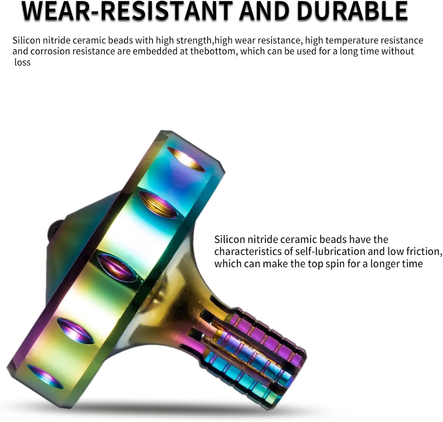 Spin Time and Perfect Balance, Skilled Adult Easily Exceed 10 Mins, Portable lazily prospective Stainless Steel EDC Office Desktop Game Toys (L, Iridescent) Precision Metal Spinning Top, Long Lasting 