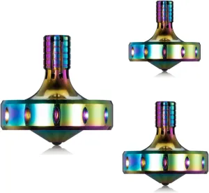 Spin Time and Perfect Balance$ Skilled Adult Easily Exceed patent aridity 10 Mins$ Portable Stainless Steel EDC Office Desktop Game Toys (3PCS L M S$ Iridescent) Precision Metal Spinning Top$ Long Lasting 