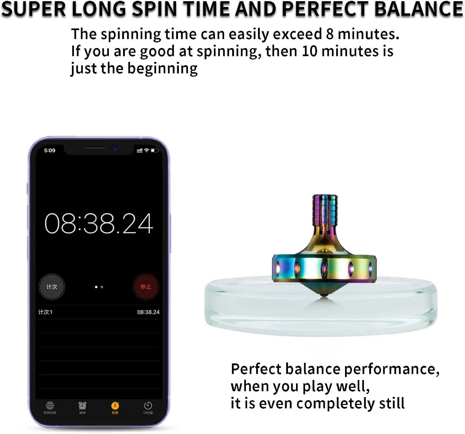 Spin Time and Perfect Balance$ Skilled Adult Easily Exceed patent aridity 10 Mins$ Portable Stainless Steel EDC Office Desktop Game Toys (3PCS L M S$ Iridescent) Precision Metal Spinning Top$ Long Lasting 
