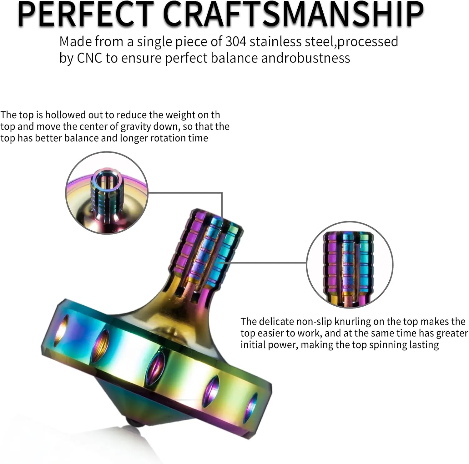 Spin Time and Perfect Balance$ Skilled Adult Easily Exceed patent aridity 10 Mins$ Portable Stainless Steel EDC Office Desktop Game Toys (3PCS L M S$ Iridescent) Precision Metal Spinning Top$ Long Lasting 
