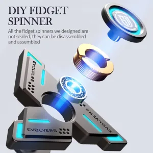Spinners, Gray Metal with Blue Luminous,Durable requirement High Speed Silent Bearing, Finger Hand Spinner, Relieve Stress & Anxiety,Toys/Gifts for Adults & Kids (DIY Accessories Included) Cyclone Fidget 