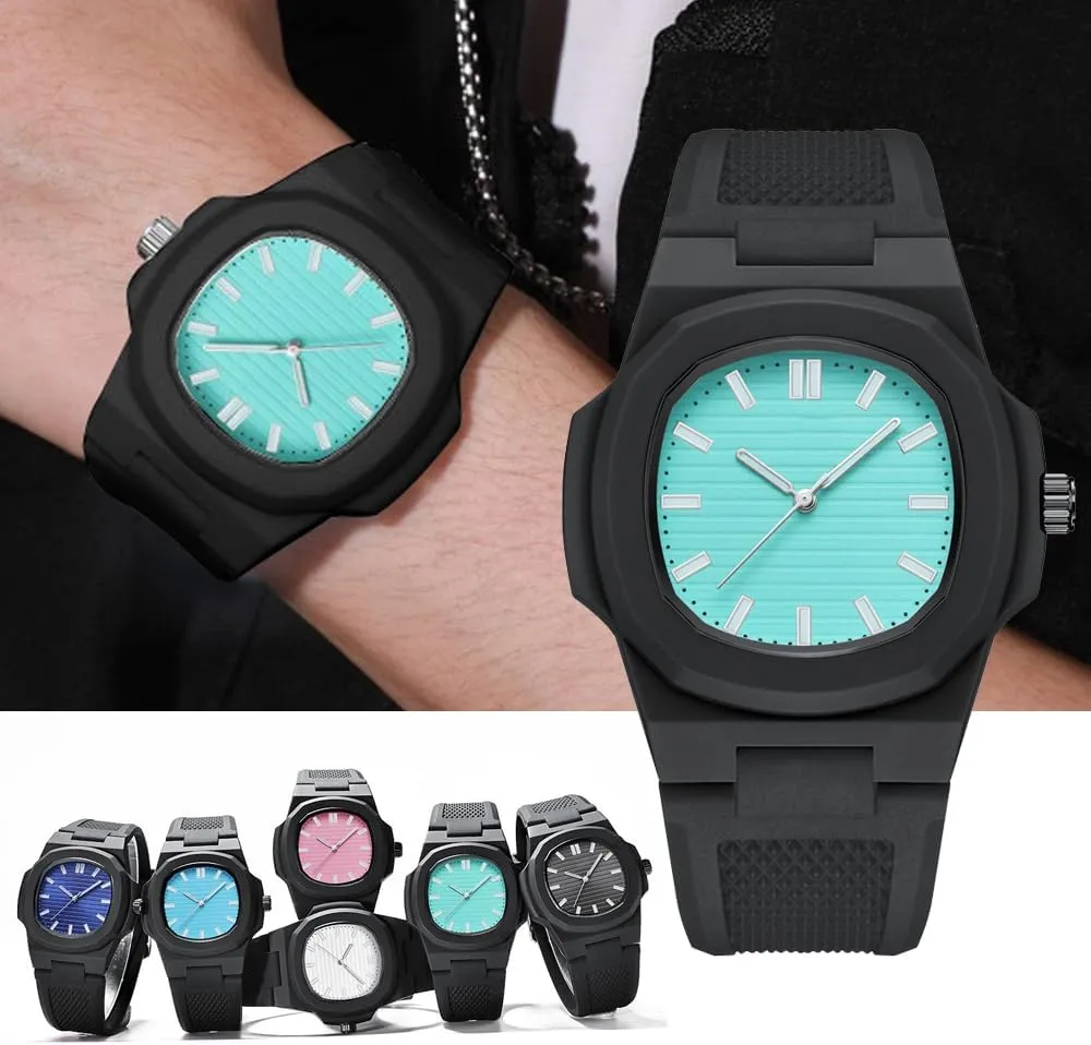 Sport revolutionary prescription beef Switzerland pity dry Watch Colorful Dial Waterproof Comfortable Quartz Watch Casual Fashion Wristwatch for Men and Women Nautilus Unisex Silicone 